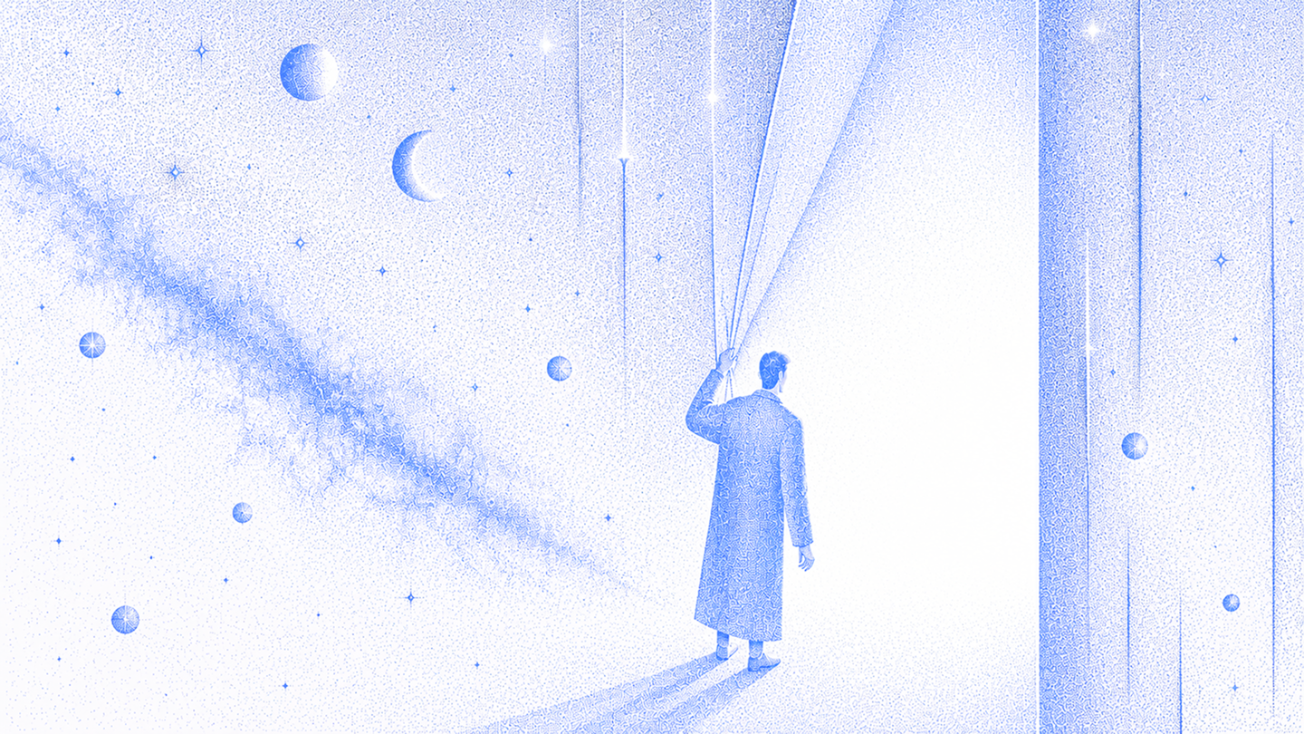 Abstract curtain composition — Amira Labs visual identity